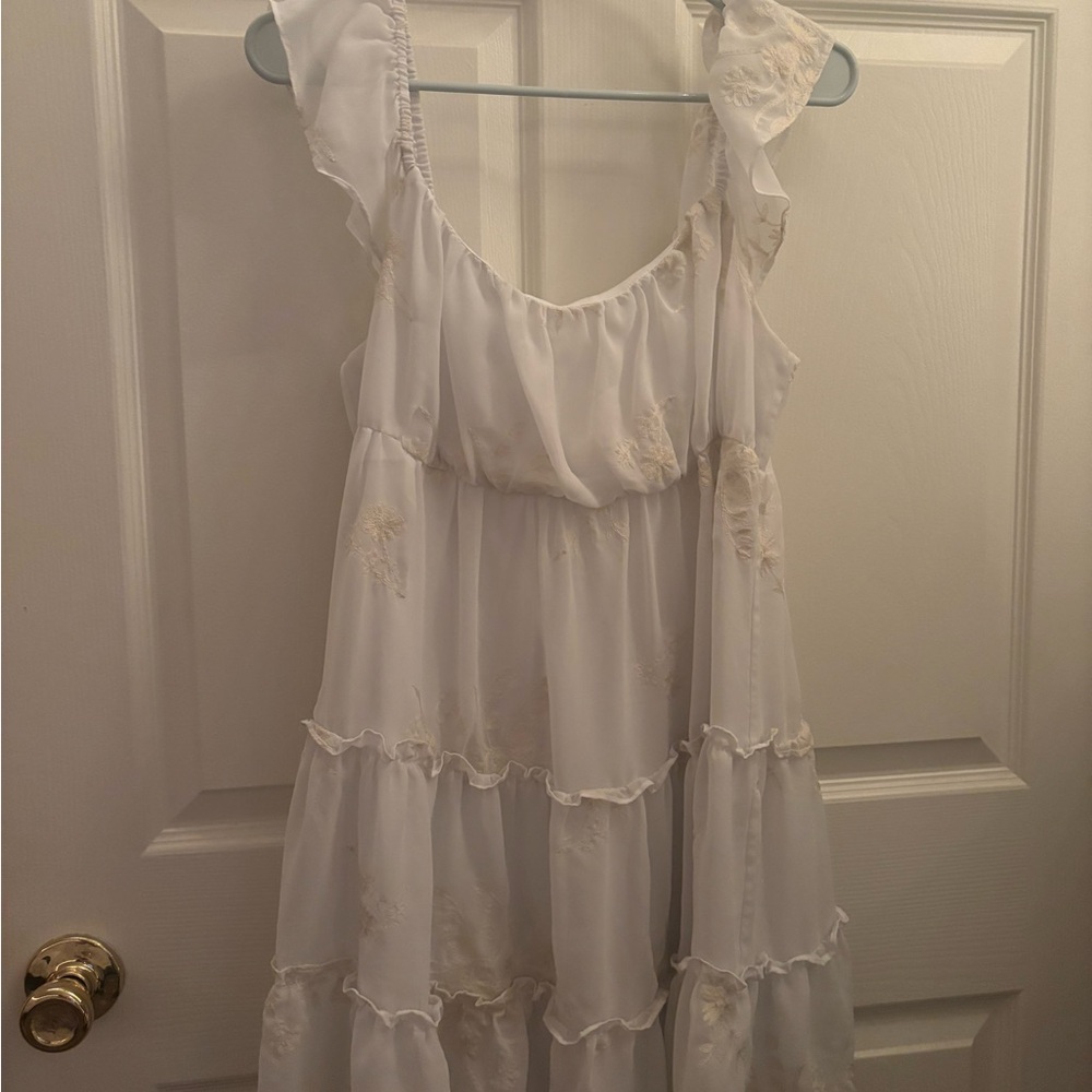 Altr’d State White Ruffled Sleeveless Dress